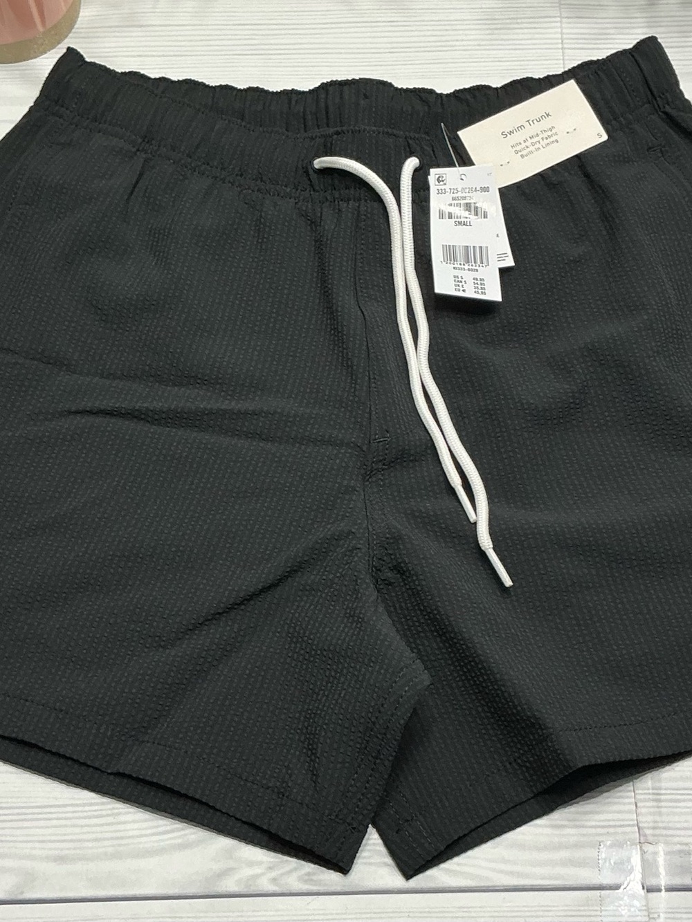 Hollister Black Athletic Swim Shorts with White Drawstring